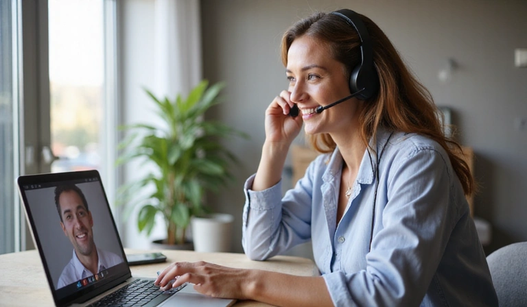 Dietitian conducting an online consultation with a client on a laptop
