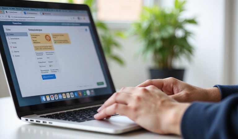 Person using a laptop for an online meeting with a calendar on the screen