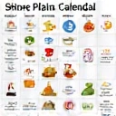 A calendar with various activities and food icons, symbolizing flexible plans adaptable to lifestyle.