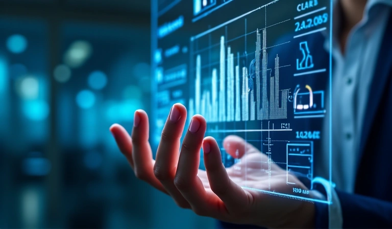 A person interacting with a digital interface, representing data usage for service improvement.